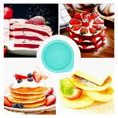 Produktbild von 4 Stück runde Silikonbackformen, 6 Zoll Tortenform, antihaftbeschichtet, auslaufsicher für Schichtkuchen