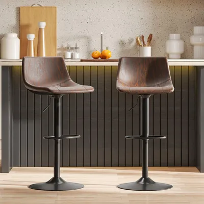 Produktbild von Verstellbarer Barhocker - Barkruk - Küchenstuhl - Hocker mit hoher Sitzfläche - Barhocker mit Rückenlehne - Set aus 2 Stück