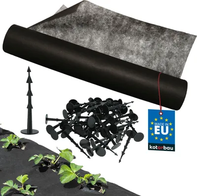 Produktbild von KOTARBAU® Unkrautvlies 1,6 x 50 m Unkrautflies für Garten 50 g/m² PP Schwarz Erdanker Unkrautvlies Wasserdurchlässig Gartenvlies