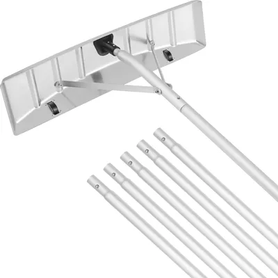 Produktbild von Dachschneeschaufel 64 cm, verstellbarer Bereich 1,52 bis 6,4 m, Schneeräumer aus Aluminium und ABS-Schaufel, Schneeschaufel mit schützenden Rädern und rutschfestem Griff