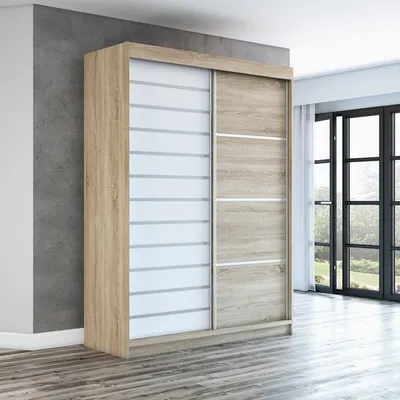 Produktbild von Schwebetürenschrank COLIN 2-türig Schrank 160 cm (Weiß, Schwarz, Sonoma)