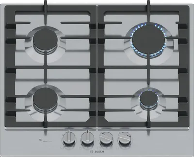 Obrázok produktu pre Plynová varná doska Bosch PCP6A5I90 60 cm FlameSelect bezpečnostný pilot nerezová oceľ bez rámu