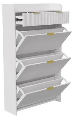Obrázek produktu pro Skříň na boty, moderní design, prostorný úložný prostor, bílá – 80,2 × 24,2 × 133,5 cm