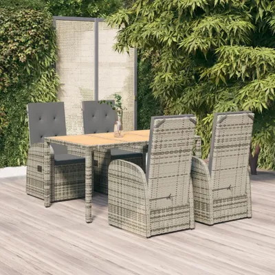 Produktbild von Möbel 5-tlg. Garten-Essgruppe mit Kissen Grau Poly Rattan - Gartensessel 3157585