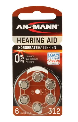 Zdjęcie produktu dla Ansmann Blister 6 X Zinc - Air battery, PR 312, Jednorazowa bateria, 1,4 V, 6 szt., 230 mm, 90 mm, 40 mm