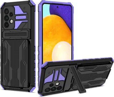 Produktbild von Galaxy A52 Hülle, Hybrid Robust Schutz Stoßfest Schutzhülle mit Kartenhalter Ständer für Samsung Galaxy A52 4G / A52 5G / A52S 5G Lila