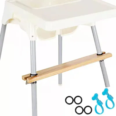 Produktbild von Verstellbare, rutschfeste Fußstütze aus natürlichem Kiefernholz für Babyhochstühle
