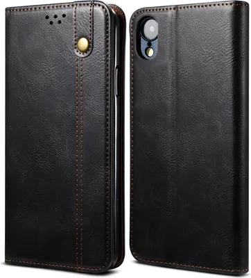 Produktbild von iPhone XR Hülle, LaimTop Leder Flip Brieftasche Schutzhülle für iPhone XR Schwarz