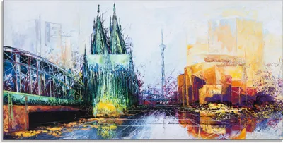 Produktbild von ARTland Glasbild Köln Skyline Größe: 60x30 cm