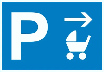Produktbild von Kinderwagen Parkplatz Schild mit Richtungspfeil rechts waagerecht A1 (594x841mm)