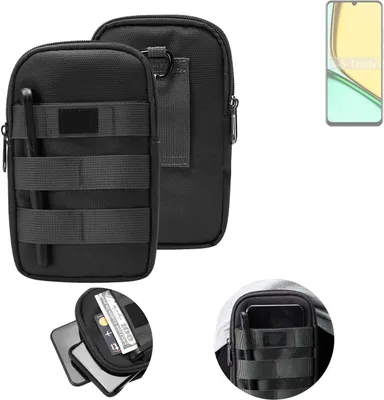 Produktbild von K-S-Trade Holster Gürtel Tasche kompatibel mit Realme C61 India Handy Tasche Schutz Hülle dunkel-grau viele Fächer, 1x