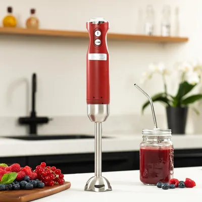 Produktbild von Retro Stabmixer 600W mit Turbofunktion, Edelstahl-Mixfuß, leicht & ergonomisch, spritzarm, Handblender für Küche & Smoothies