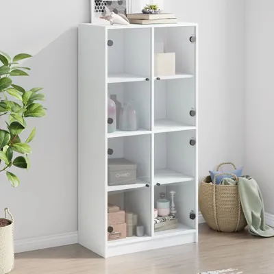 Obrázek produktu pro vidaXL Vysoké desky s dvířky Bílá 68x37x142 cm Materiál na bázi dřeva