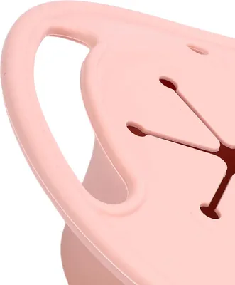 Zdjęcie produktu dla Kubek na przekąski z podwójnym uchwytem, silikonowy, uroczy pojemnik dla niemowląt w kształcie kowbojskiego kapelusza z nieprzeciekającą pokrywką, jasnoróżowy