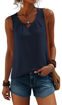 Produktbild von Damentop – Ärmellose Chiffonbluse – Dunkelblau