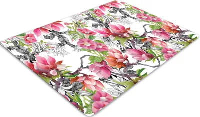 Produktbild von Podlahová ochranná podložka - Ochranná podložka pod stoličku - Podlahová podložka - 100x70 cm - Akvarelové kvety
