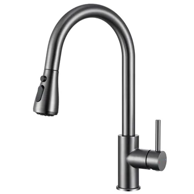 Produktbild von Küchenarmatur Grau, Ausziehbar Wasserhahn Küche mit 2 Strahlarten, hochdruckarmatur, Cecipa MAX Wasserhahn für Spülbecken, 304 Edelstahl Mischbatterie