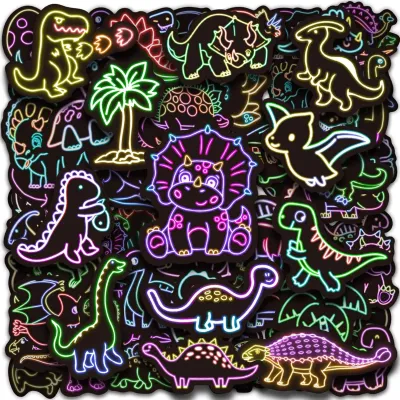 50 Dinosaurier-Aufkleber, wasserdicht, Vinyl, bunt, 5-7,6 cm