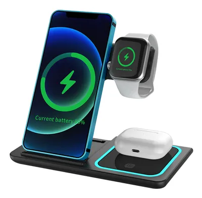Zdjęcie produktu dla Bezprzewodowa ładowarka do Iphone 3w1-15W Qi, Apple Watch, Airpod