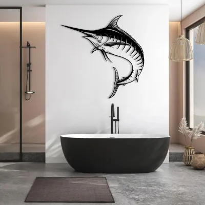 Productafbeelding van Metalen Wanddecoratie met Zwaardvis Motief voor Binnen en Buiten