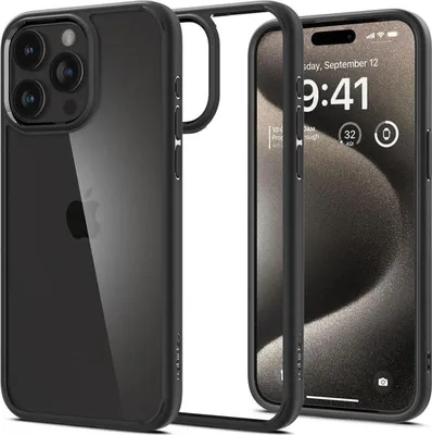 Produktbild von Spigen Ultra Hybrid Silikon Schutzhülle für iPhone 15 Pro Max TPU Case Schutz Cover Premium Hülle in Schwarz