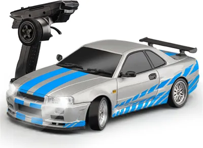Produktbild von LDRC 1899S RTR 1/18 2.4G RWD RC Auto Drift GTR R34 LED Licht On-Road Vollproportionale Karosserie aus Legierung RC-Rennfahrzeuge, Grau