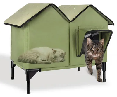 Immagine prodotto di Cuccia esterna per gatti, resistente alle intemperie invernali, isolante, colore verde, dimensioni 60 x 38 x 40 cm