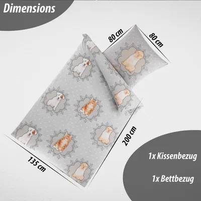 Produktbild von Bettwäsche 135x200 2 teilig |   & für Allergiker geeignet | Bettwäsche Set mit 1 Bettbezug 135 x 200 & Kissenbezug 80x80, Design - Motiv:Design 1
