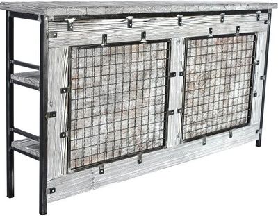 CHYRKA® Bartisch (Weiss, 200x40 cm H=105 cm) Theke BarMöbel modernes Design Massivholz Loft Handmade Vintage Deco