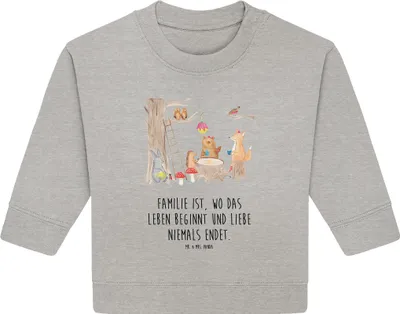 Produktbild von Mr. & Mrs. Panda Organic Baby Pullover Waldtiere Picknick 24. - 36. Monat - Heather Grey - Geschenk, Fuchs, Bullover, Lustige Sprüche, Maus, Igel, Eichhörnchen, Wald