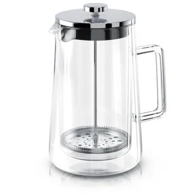 Immagine prodotto di Arendo French Press in vetro, pressa per caffè, 1 litro, caraffa con filtro a pressione, 1000 ml, caffettiera per circa 8 tazze di caffè, lavabile in lavastoviglie, per caffè, tè, infuso a freddo