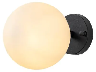 Image de Applique murale Lampe en métal noir et crème avec verre - 24 x 15 x 15 cm