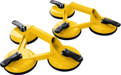 Produktbild von TWOLIIN Saugheber Glassauger 2 Stück - Aluminium Saugnäpfen Fliesen Suction 120mm Glassauger Vakuumheber Lifters für Transport von Glas Scheiben Fliesen Platten - Belastung: max 120KG - Gelb