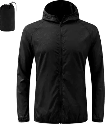 Imagen del producto de Chaquetas para hombre, ligeras, impermeables, con capucha y bolsillos, cortavientos, plegables, chaquetas para senderismo, chaquetas softshell con bolsillo para bicicletas