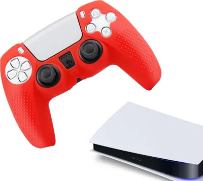 Immagine prodotto di Custodie e skin per PS5, PlayStation 5 - Custodia da gioco performante - Coperture morbide - Accessori per controller antiscivolo - Grip Red