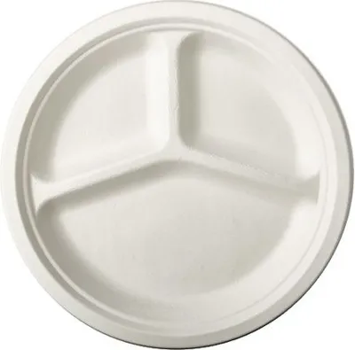 Immagine prodotto di PAPSTAR 89739 PAPSTAR piatto di canna da zucchero "puro", rotondo, 260 mm, 3 sezioni