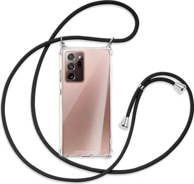 Produktbild von Handykette Backcover-Schutzhülle mit Band (Metall silberfarben) für Samsung Galaxy Note 20 Ultra - schwarz