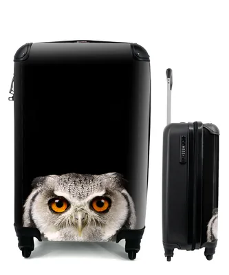Produktbild von MuchoWow® Koffer Handgepäck Trolley Rollkoffer Kleine Reisekoffer mit 4 Rollen - Porträt Eule - Cabin Size < 55x40x23 cm & 55x40x20 cm - Fotokoffer - Kabinenkoffer - Boardgepäck - Reise-Box - Reisekoffer - Reisegepäck - Koffer mit Bild - Trolley für Kinder