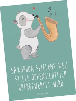 Produktbild von Mr. & Mrs. Panda Postkarte Saxophon Leidenschaft - Meeresbrise - Geschenk, Instrument lernen, Melodie, bildkarte, Ansichtskarte, Jazz, Grußkarte, Musikinstrument, Technik