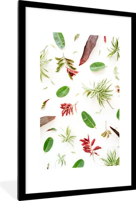 Produktbild von MuchoWow® Gerahmtes Poster Tropisch - Blatt - Rot 60x90 cm - Poster mit Schwarzem Bilderrahmen Wandposter Rahmen Foto Bilder - Dekoration - Wandposter Wohnzimmer - Hochwertig