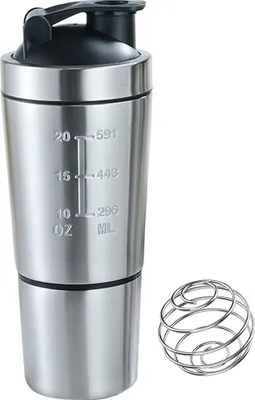 Produktbild von Shaker proteine, longziming, Inox, 600 ml, Argintiu