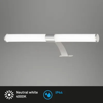 Immagine prodotto di BRILONER - Lampada LED a specchio per bagno, lampada a specchio 2 in 1, lampada da mobile, lampada da parete, IP44, colore della luce bianco neutro, 6W, cromo opaco, 40 cm.