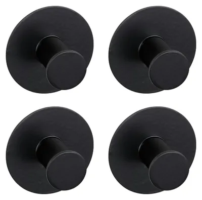 Produktbild von WENKO 4er Set Wandhaken Celano aus rostfreiem Edelstahl in Schwarz 5 x 3,3 cm