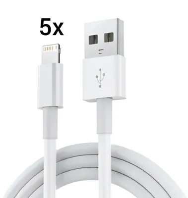 Produktbild von 5x Ladekabel passt für Apple iPhone 14, 13, 12, 11, XR, XS, X, 8, SE 8Pin Ladekabel 1 Meter, Weiß