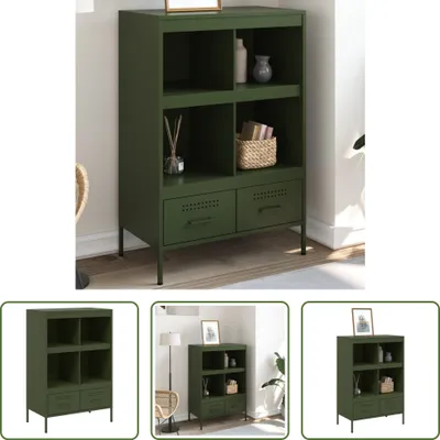Immagine prodotto di The Living Store Credenza verde oliva 68x39x101,5 cm Acciaio laminato a freddo