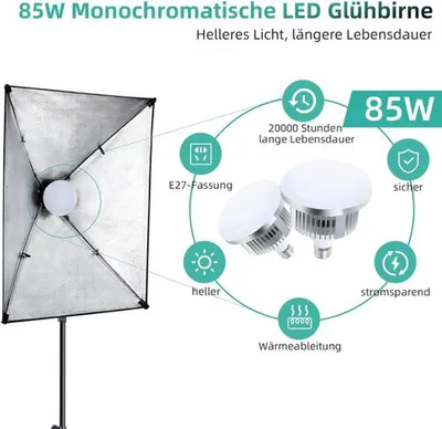 Imagen del producto de Kit de iluminación para estudio fotográfico: incluye un fondo de 3x2 metros y dos softboxes LED de 5500K para video y fotografía