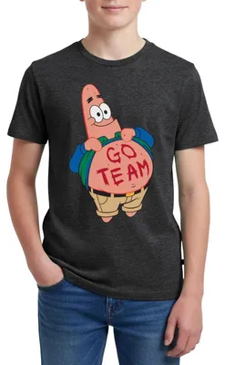 Produktbild von Spreadshirt Spongebob Schwammkopf Patrick Star Go Team Design Teenager Premium T-Shirt, 158/164 (12 Jahre), Anthrazit meliert