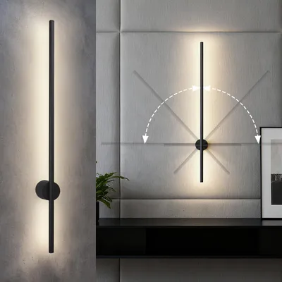 Productafbeelding van MULANDI 8,5W LED wandlamp, IP54, geschikt voor binnen- en buitengebruik, 90 cm, zwart, modern design