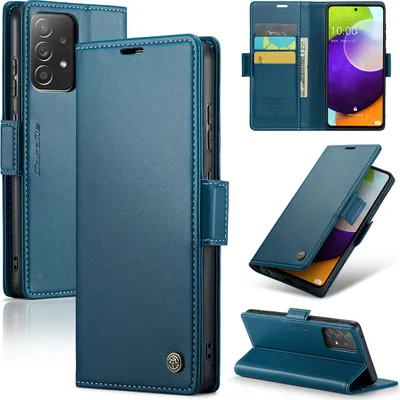 Immagine prodotto di Galaxy A52 5G Case, RFID Blocking Card, Advanced Flip Custodia in pelle con funzione Stand per Samsung Galaxy A52 / A52 5G / A52S 5G Blu
