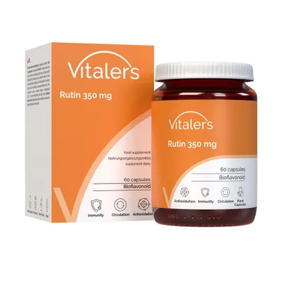 Immagine prodotto di Vitaler's Rutina 350 mg – 60 capsule, fornitura per 2 mesi, vegano, senza conservanti, composizione pura